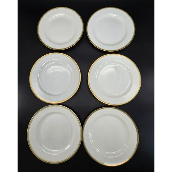 Porcelain Salad Plates Haviland Limoges & H&C Selb Bavaria White Gold CM2114 - Picture 1 of 16